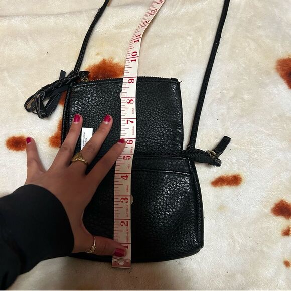 Black Textured Pleather Bag with Zipper Closure - Picture 12 of 12